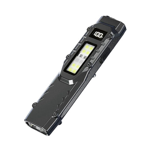 Rechargeable Flat Flashlights Dual-Switches LED Small Flashlight with Digital Display Pocket Flashlight for Home,Camping