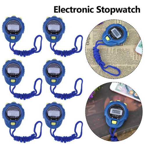 6PCS LCD Electronic Stopwatch Chronograph Digital Timer Sport Counter Odometer Watch 2