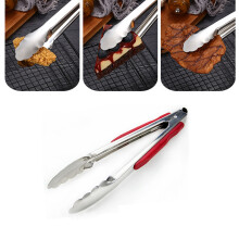 9in Stainless Steel Food Tongs, Anti-Slip, Easy Clean, 22cm Kitchen Tool