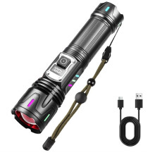 30W Flashlight Super Bright Rechargeable Flashlight Torch Flash Light Lamp for Outdoor Camping Hiking Emergency
