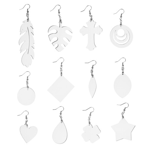 48Paires Boucles D'oreilles Accessoires Blanches Sublimation DIY 1