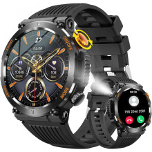 CHRONUS Military Smartwatch for Men, Outdoor Tactical Fitness Watch, Bluetooth Call, Heart Rate, Waterproof (Black)