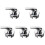 5Pcs Wall Mount Shower Mixer Valve Silver Alloy Single Handle Trim 4