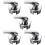 5Pcs Wall Mount Shower Mixer Valve Silver Alloy Single Handle Trim 10
