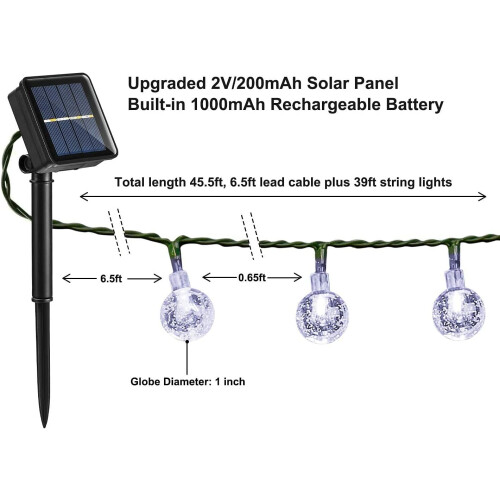 36ft 60 LED Solar String Lights Waterproof 1