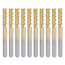 10PCS Titanium Coat Carbide End Mill Engraving Milling Cutter CNC Router Bits for PCB Machine, 1/8 Inch Shank 3.175Mm