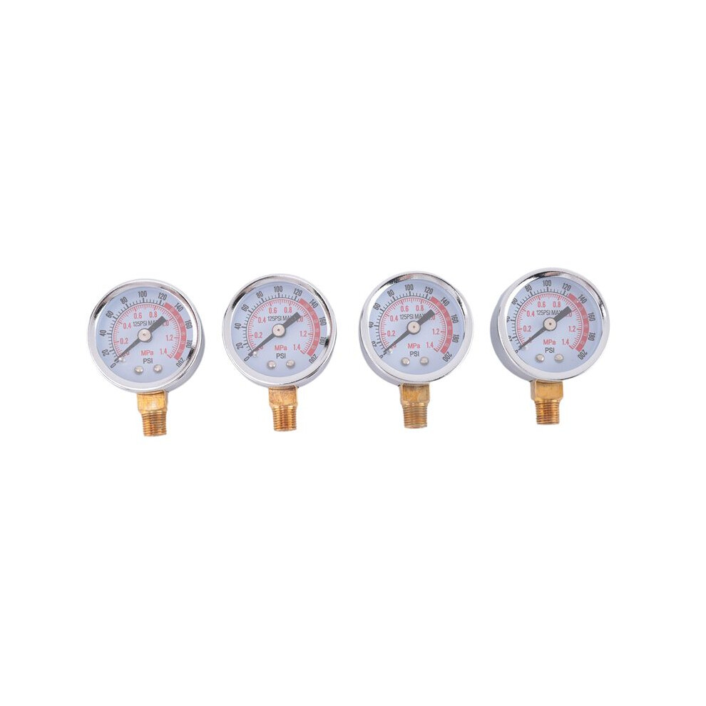 4Pcs 0-200 Psi Air Pressure Gauge 1/8In Male Npt Connection Air Gauge Lower Side Mount 1.57In Dial Air Compressor Gauge 6032048505562