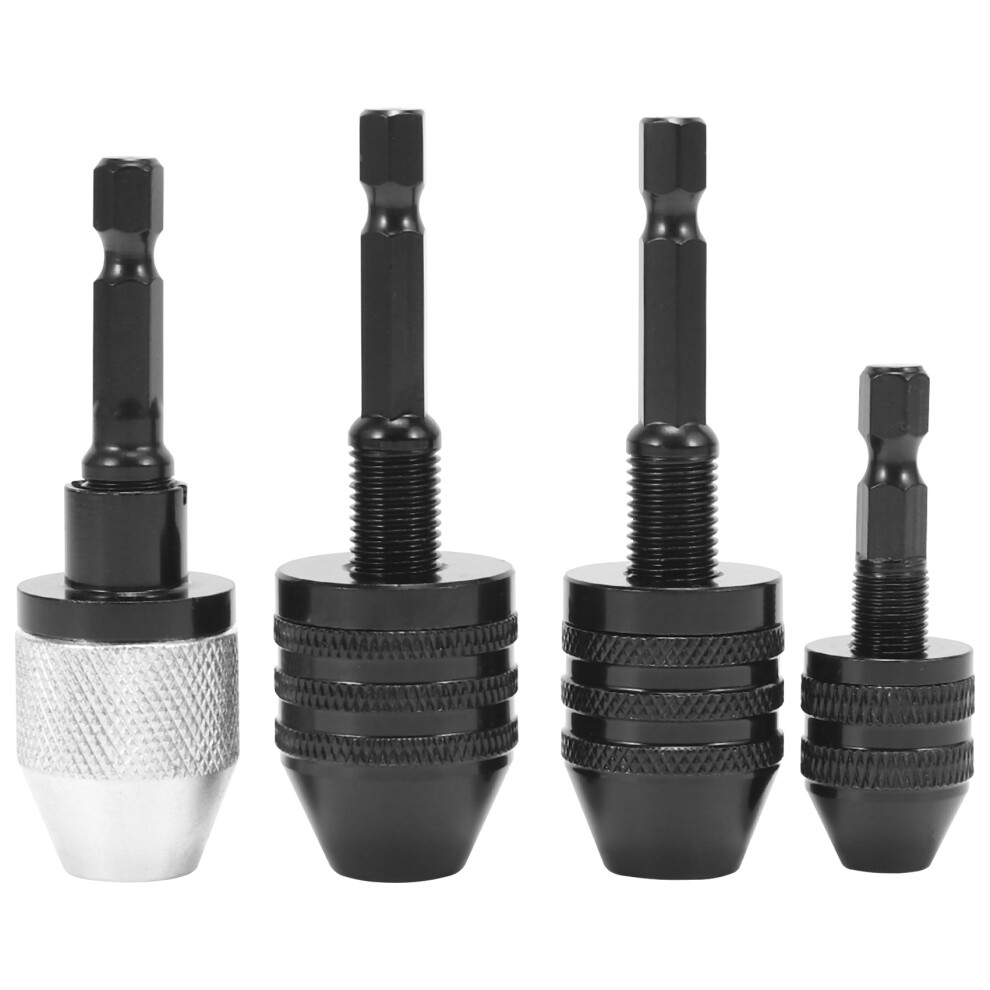 4Pcs Drill Chuck Change Adapter, Keyless Chuck Conversion Tool Keyless Drill Chuck, Drill Adapter In 1/4 1/8 1/16 4712166994968