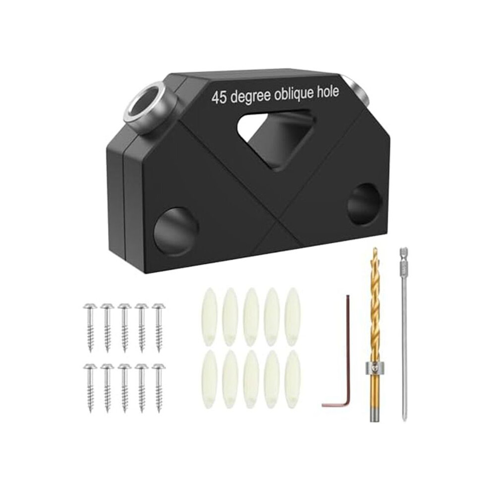 45 Angle Drill Guide Jig Aluminum Dowel Jig Kit Woodworking Joint Angle Tool For Angled Dowel Joint(A 8.0 Diamond Set) 4712913443046