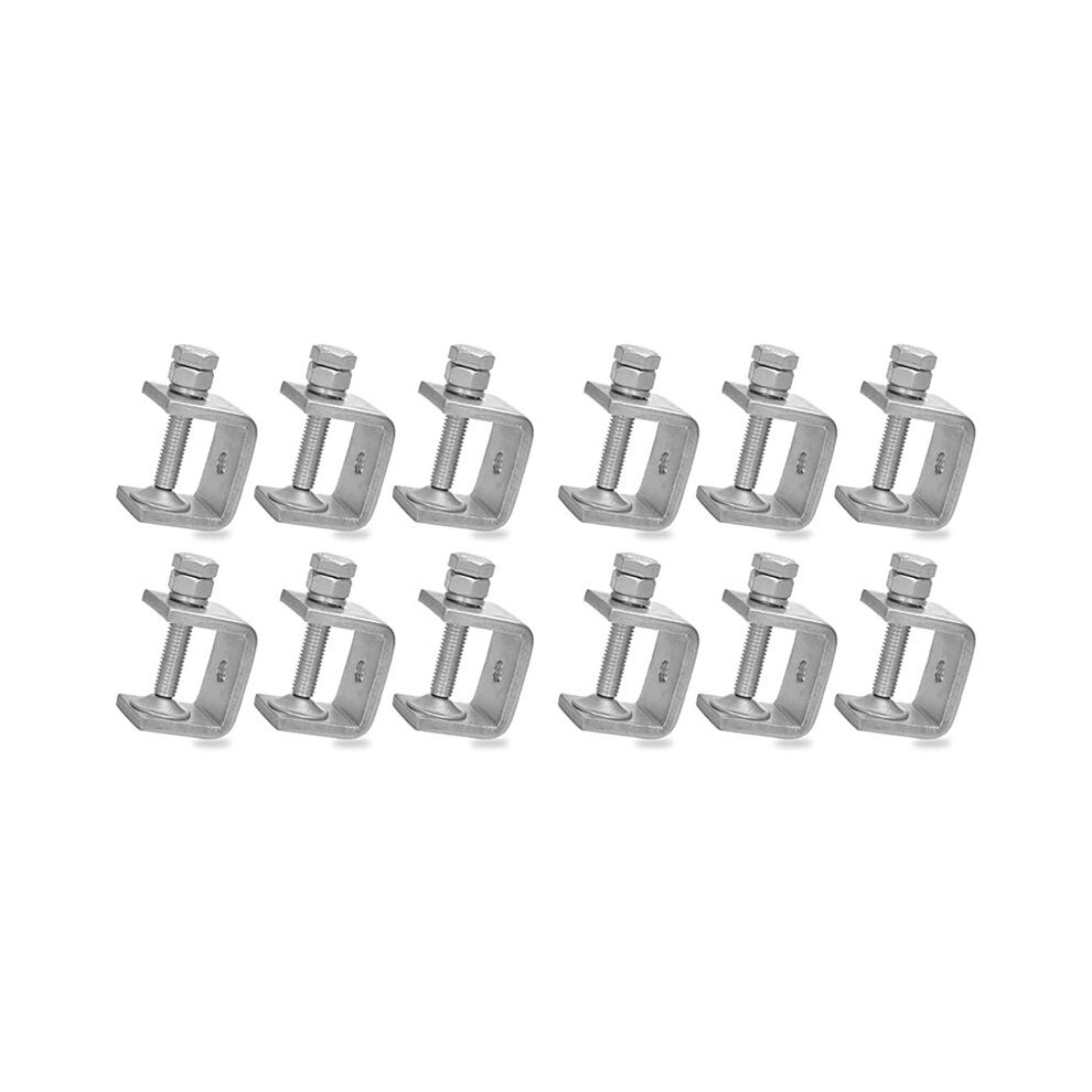 12 Pcs 1 Inch Stainless Steel Small C-Clamp For Woodworking, Heavy Duty Metal U-Clamps Desk Tiger-Clamp 6032940022099
