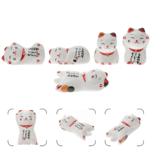 15Pièces Repose-Baguettes Céramique Chat Décoratif 1