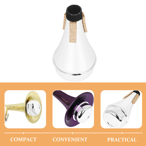 2Pièces Mute Trompette ABS Argent Compact Pour Pratique Efficace 2