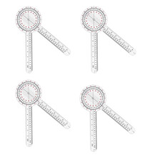 4Stück 12-Zoll-Goniometer, Transparentes OrthopäDisches Winkellineal Kunststoff-Goniometer 360-Grad-WirbelsäUlen-Goniometer Zur KöRpermessung