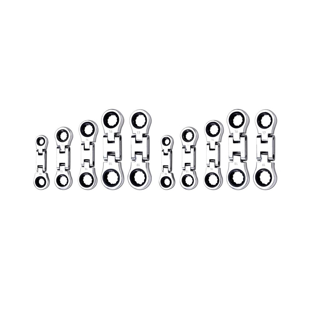 10-Piece Flex- Stubby Ratcheting Combination Wrench Set, Wrench Set, Double Box End Flex-, Spanner Set 6033408911726