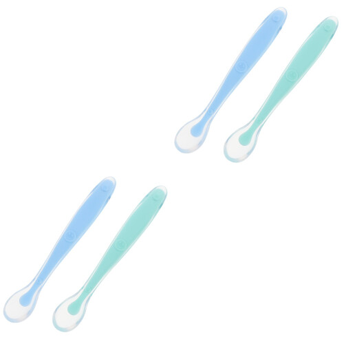 4Pièces Ensemble Cuillères Bébé Silicone Ustensiles Avec Boîte 2