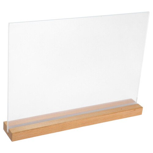 3Pièces Porte-Menu Transparent ABS Et Bois Support Stable Pour Table 1