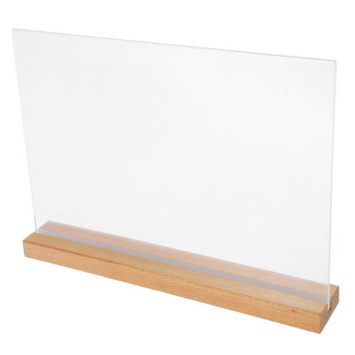 3Pièces Porte-Menu Transparent ABS Et Bois Support Stable Pour Table 2