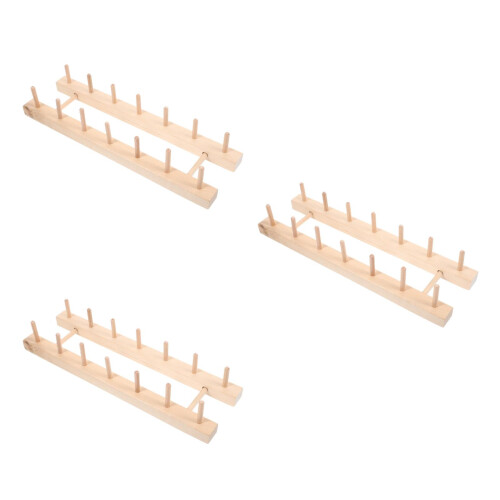 3Pièces Support À En Bois Solide Pour Fil À Broderie 2