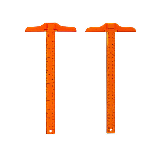 6Pièces Règle En T Orange Double Échelle Mesure Précise 1