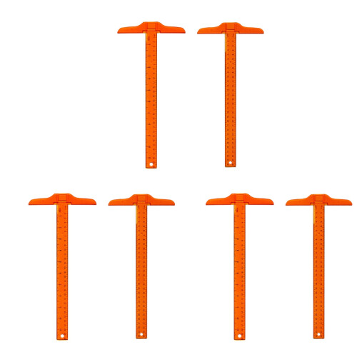 6Pièces Règle En T Orange Double Échelle Mesure Précise 2