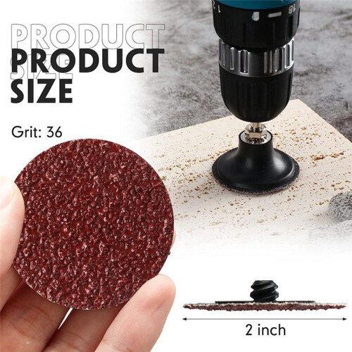 Disco de Bloqueio de Rolo de 150 PeçAs Conjunto de Discos de Lixa de 2 Polegadas 36 Grit Round Die Grinder Disc para SuperfíCie Prep Strip Grind