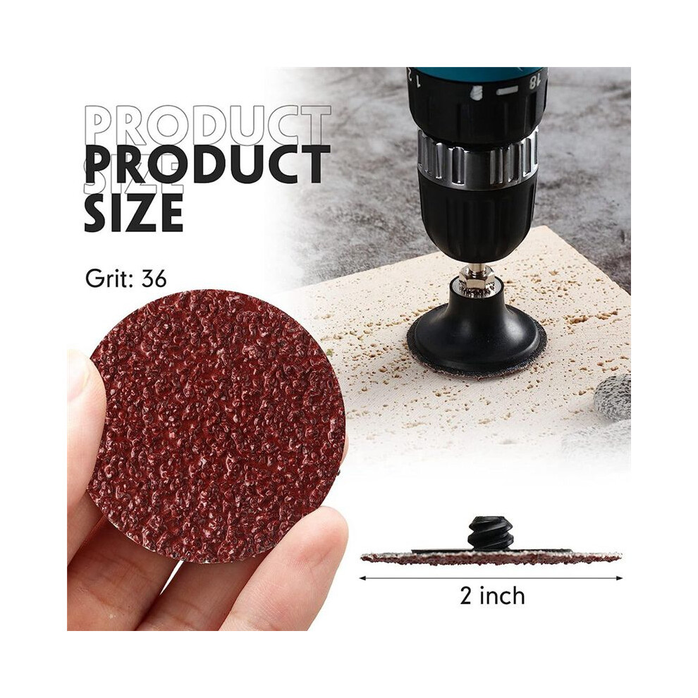 150Pieces Roll Lock Disc 2 Inch Sanding Discs Set 36 Grit Round Die Grinder Disc For Surface Prep Strip Grind Polish 6032093499601