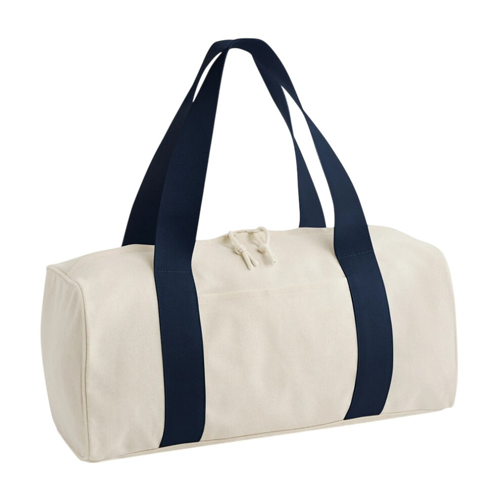 Bagbase (One Size, Natural/Navy) Edit Canvas Duffle Bag