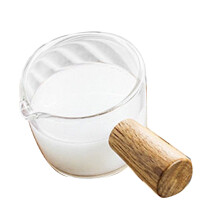 50ml Mini-Glas-Messbecher mit Holzgriff für Kaffee & Milch