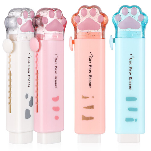 20Pièces Gommes Mignonnes Patte De Chat Rétractables Multicolores 1