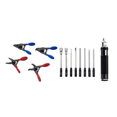 1 Set  Snap Ring Pliers, Circlip Retaining Clip Tool Set & 1 Set Screwdrivers Set Hex Socket Rc Tools Kit