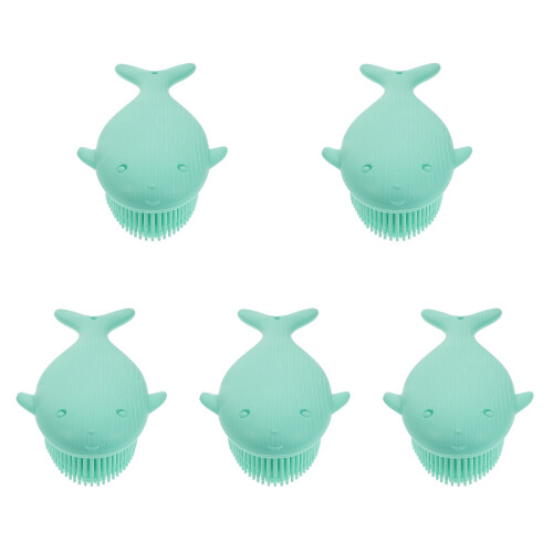 5Pièces Accessoires Bain Silicone Brosse Douce Nettoyage Vert 1