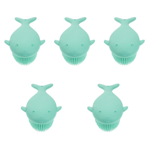 5Pièces Accessoires Bain Silicone Brosse Douce Nettoyage Vert 2