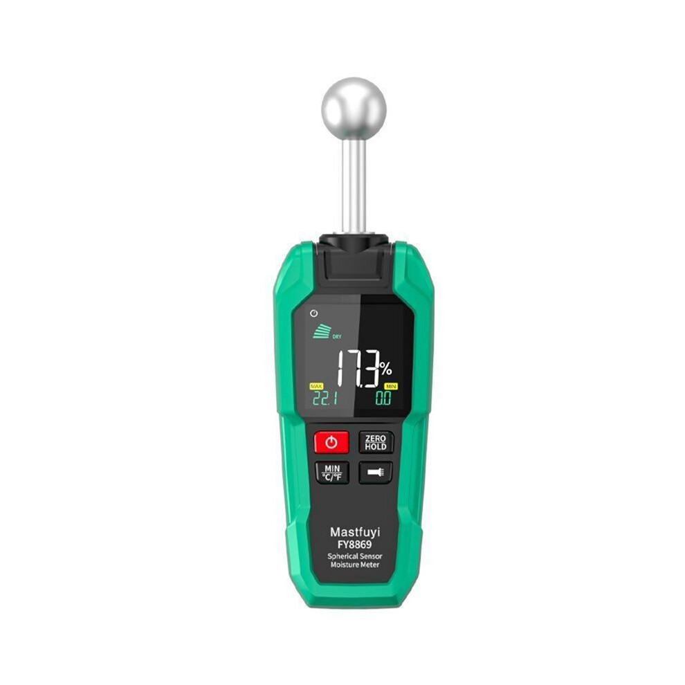 Mastfuyi Digital Wood Moisture Meter Non-Destructive Spherical Hygrometer Record Humidity Auto Detect Timber Damp Detector 4713194458118