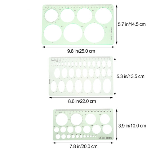 15Pièces Règles Mesure Plastique Vertes Gabarits 1