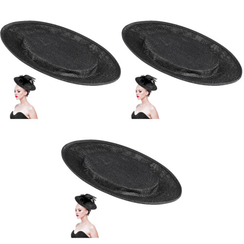3Pièces Base Chapeau Noir Ronde DIY Pour Accessoires Mode 2