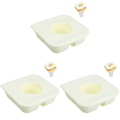 3Pièces Plateau Snack Beige En Silicone Compartiments Pour Verre 2