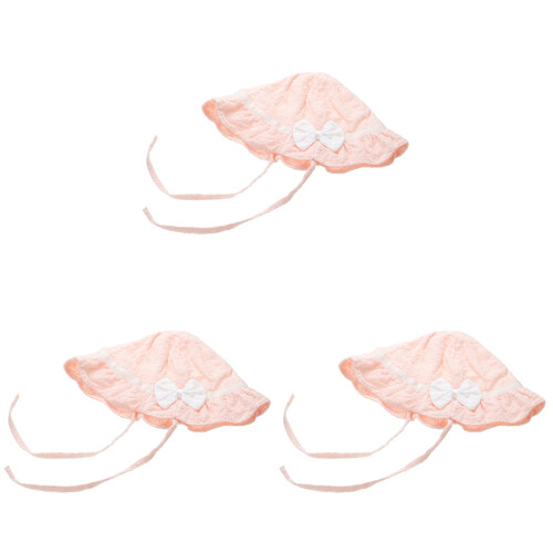 3Pièces Chapeaux Rose Coton Protection Uv Strap Réglable Été 1