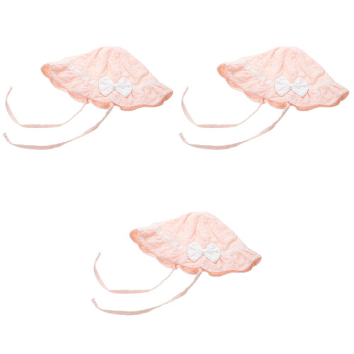3Pièces Chapeaux Rose Coton Protection Uv Strap Réglable Été 2