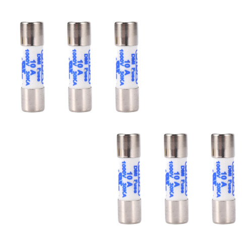 6X Multimeter 10 x 38mm 1000V 10A Cylinder Ceramic Fuse White