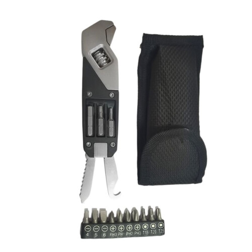 Adjustable Multitool, Adjustable Wrench with Screwdriver Bits, Stainless Steel Multitool Tool, with Replacement Tips