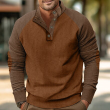 (Coffee/Dark Coffee, XL) Felpa con maniche raglan in velluto a coste da uomo, primavera/autunno