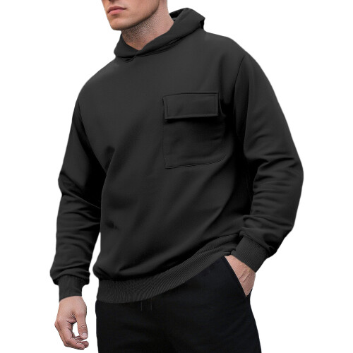(black, XXL) Men's 26-Style Fleece Patchwork Hoodie, Plus Size Pullover