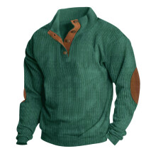 (Emerald green, S) 2024 Autumn/Winter Men's Corduroy Stand Collar Casual Sports Shirt