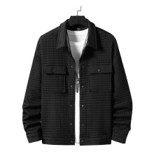 (black, L) Completo giacca e camicia casual da uomo in jacquard a quadri, primavera-autunno