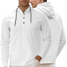 (White, XXXL) 26 Giacca con cappuccio Half-Cardigan, felpa estiva casual a maniche lunghe da uomo