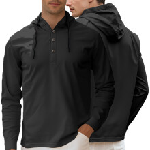 (black, XXXL) 26 Half-Cardigan Hooded Jacket, Summer Casual Long-Sleeve Men's Sweatshirt