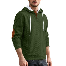 (military green, S) Herren-Kapuzenpullover mit Stickerei, Jacquard-Pullover, dick gefüttert für Herbst und Winter