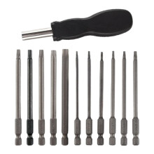 11 Pack 75mm Torx Screwdriver Bit Set 1/4 Inch Hex Shank T6-T40 Star Screwdriver Tool Kit with 1 Pack Handle