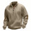 (Khaki 1, S) Autumn/Winter Men's Jacquard Knit Pullover Button-Up Sweatshirt 1