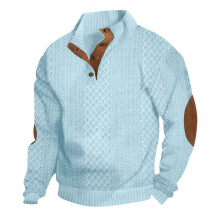 (Light blue, XL) Felpa con bottoni in maglia jacquard da uomo autunno/inverno